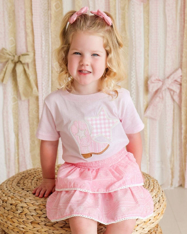 Pink Bandana Western Bow Clip Set - Hair Bows - Fall - Kids
