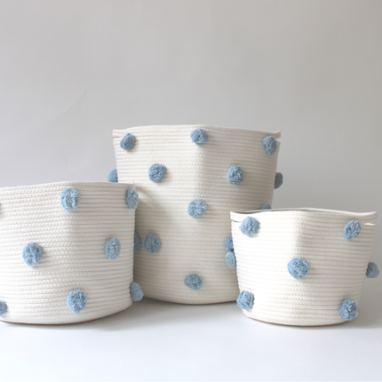 Sky Blue Pom Basket
