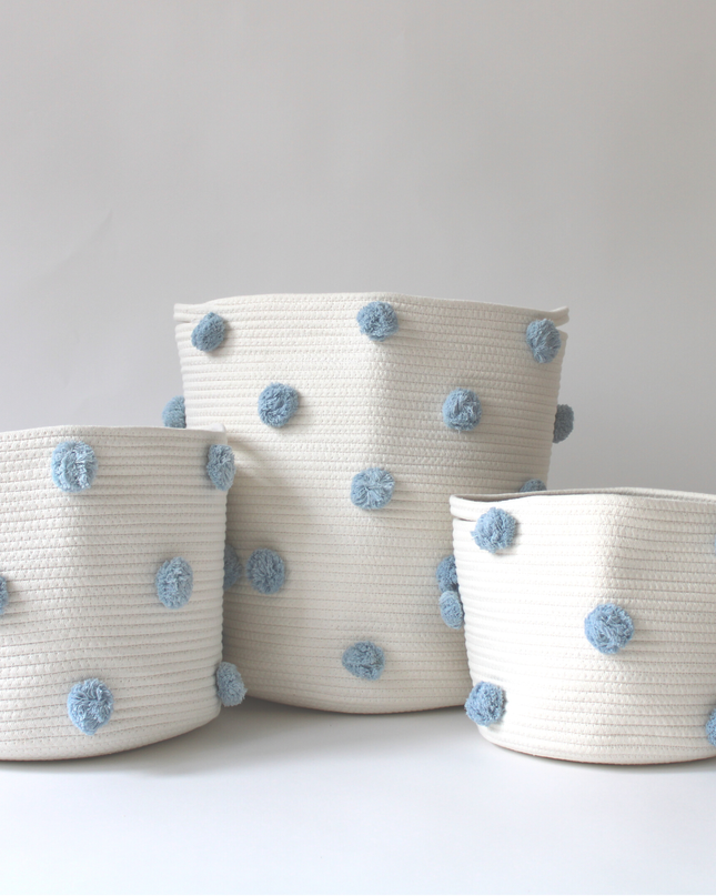 Sky Blue Pom Basket