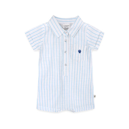 Aqua Embroidered Baby Romper