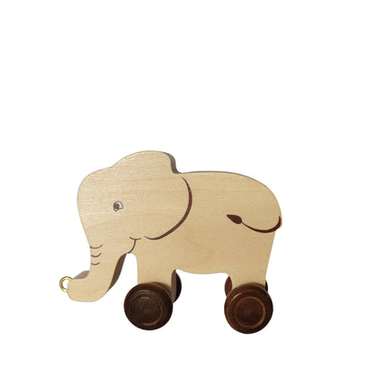Natural Wooden Elephant (Back) - Kids' Name Train Toy