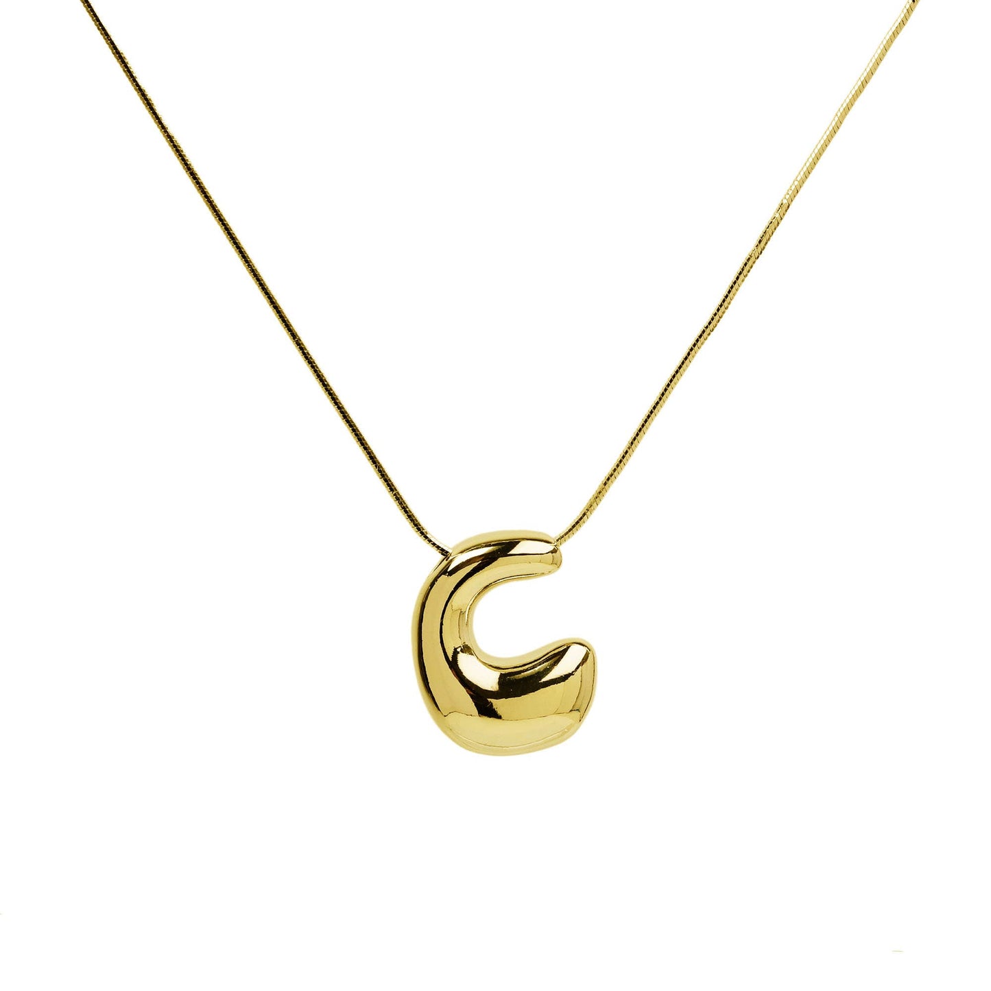 Initial Balloon Waterdrop 18K Gold Necklace