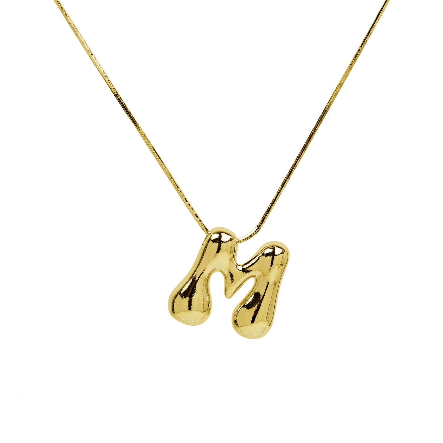 Initial Balloon Waterdrop 18K Gold Necklace