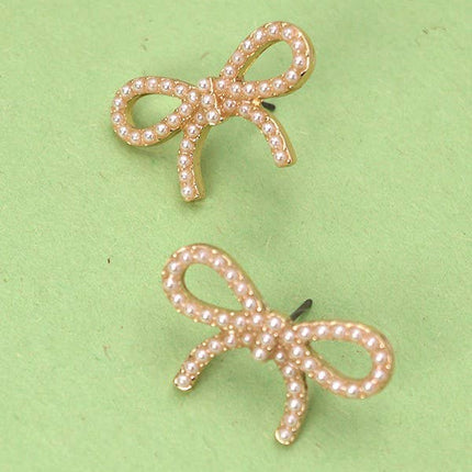 PEARL BOW STUD EARRINGS