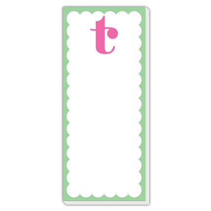 Scallop Monogram Pink And Green T Skinny Notepad