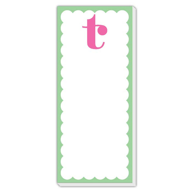 Scallop Monogram Pink And Green T Skinny Notepad
