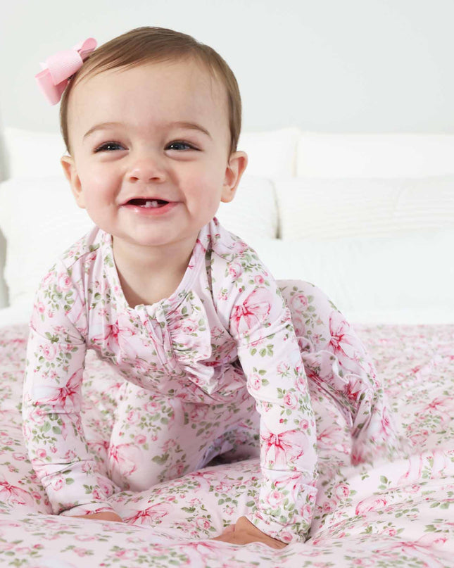 Bows in Bloom Ruffle Zipper Footie