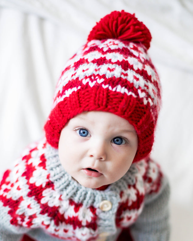 Fairisle Red Beanie Hat