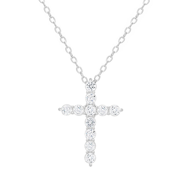 CZ Cross Necklace in Sterling Silver