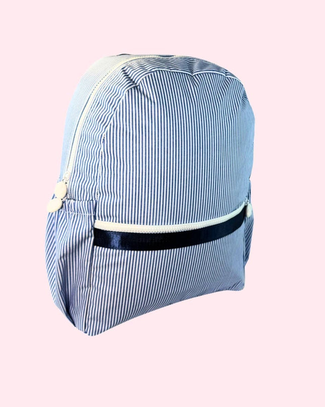 Personalized Navy Preppy Stripe ~WIPEABLE~Medium Backpack w/ Pockets