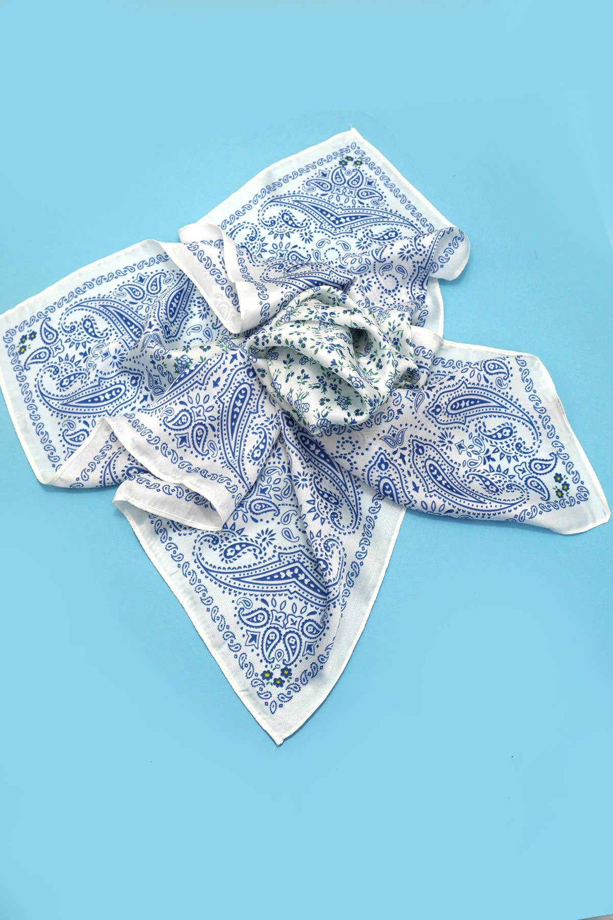 Large Floral Toile Print Bandana Scarf