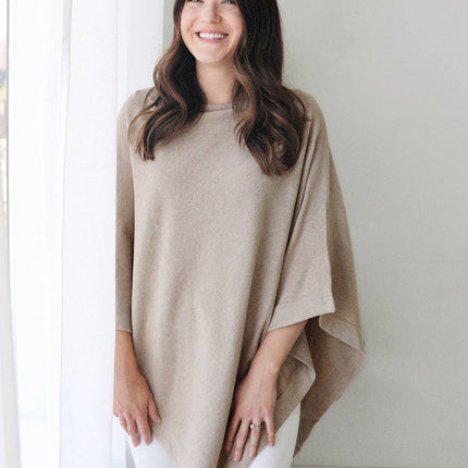 Women's Organic Poncho Sweater Knit Pulloever