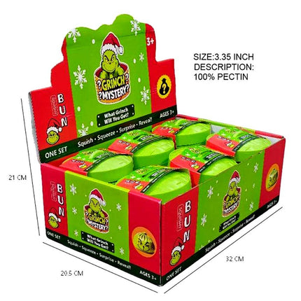 12PCS - Glitter Christmas Grinch Mystery Squishy Dumpling Stress Relief Squishy Toy