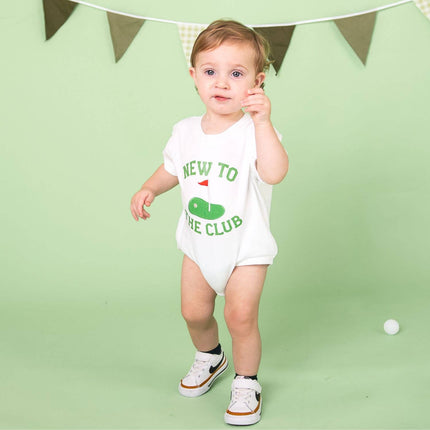 New To The Club Patch Short Sleeve Romper