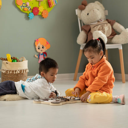 Wooden Sensory Bear Shaped Learning Toddler Busy Board