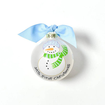Blue My First Christmas Snowman Glass Ornament