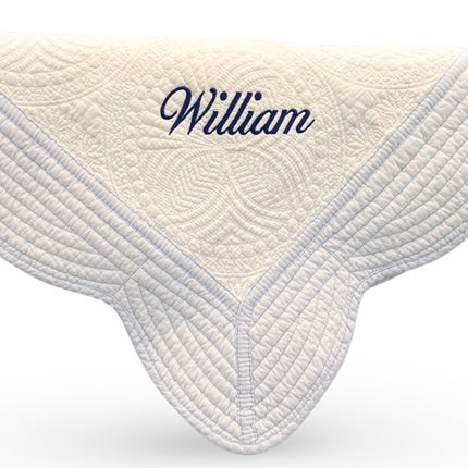 Personalized baby quilt — blue colorway, baby boy gift