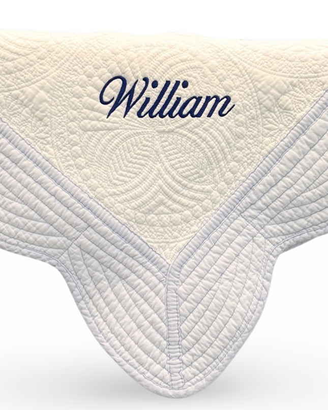 Personalized baby quilt — blue colorway, baby boy gift