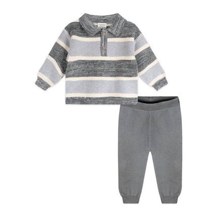Rugby Stripe Polo Knit Baby Pullover & Pants Set