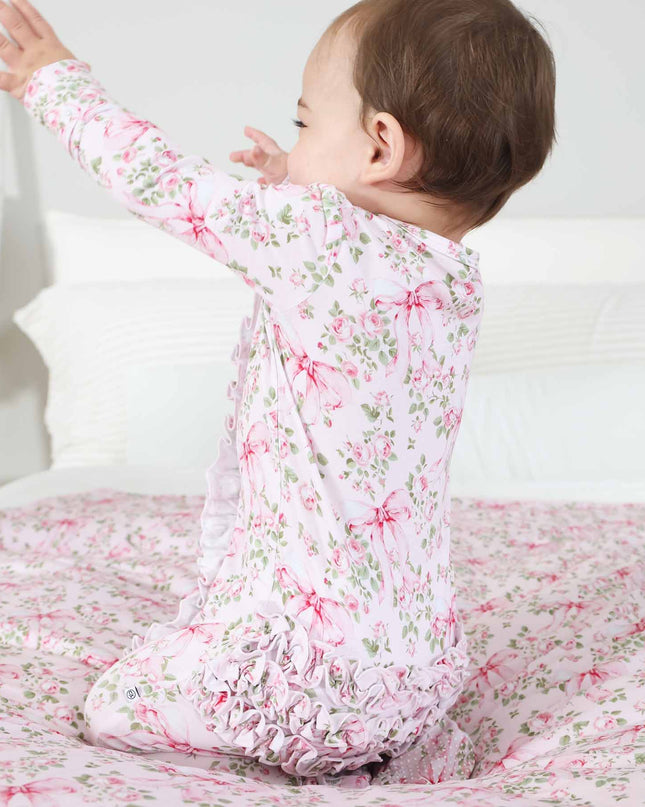 Bows in Bloom Ruffle Zipper Footie