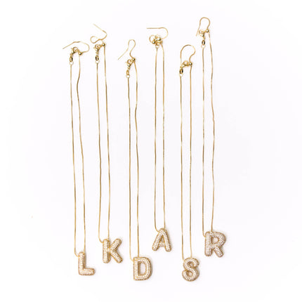 Gold Crystal Initial Necklaces