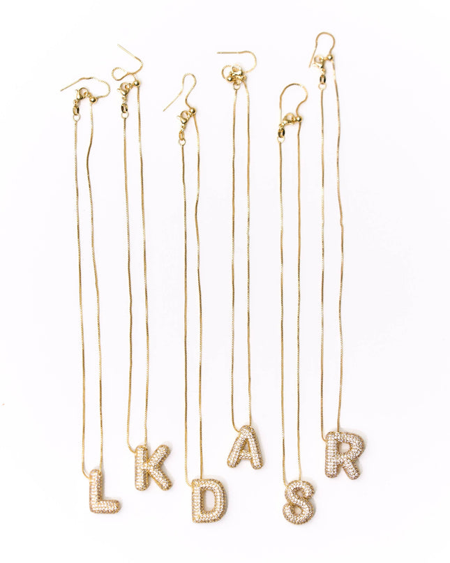 Gold Crystal Initial Necklaces
