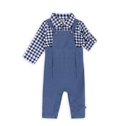 Oxford Gingham Baby Shirt & Overall Jumpsuit