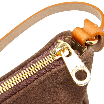 "Colette" Suede Shoulder Bag in Praline