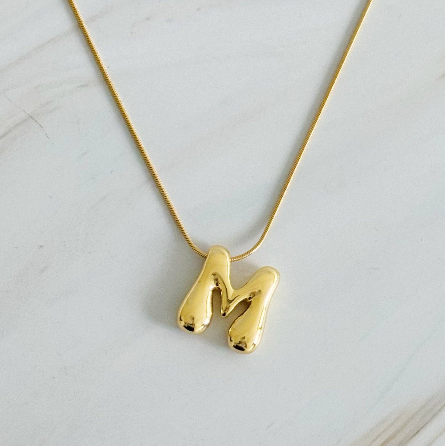 EY Balloon Letter Initial Necklace-Gold