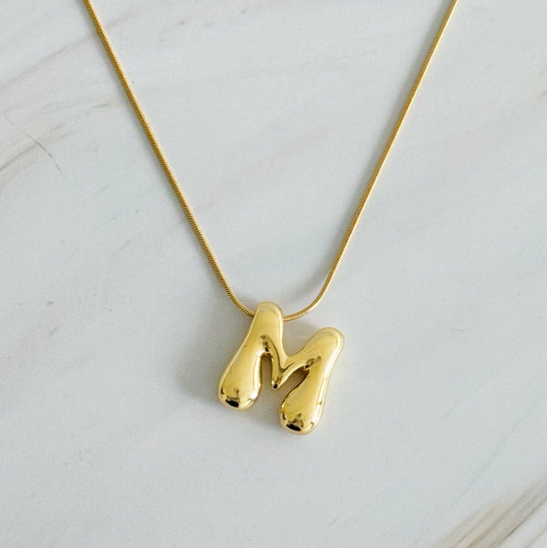 EY Balloon Letter Initial Necklace-Gold