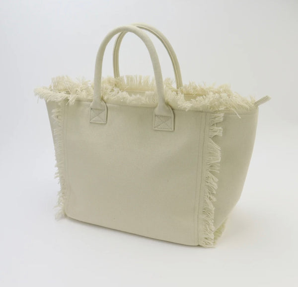 Canvas Frayed Tote Bag