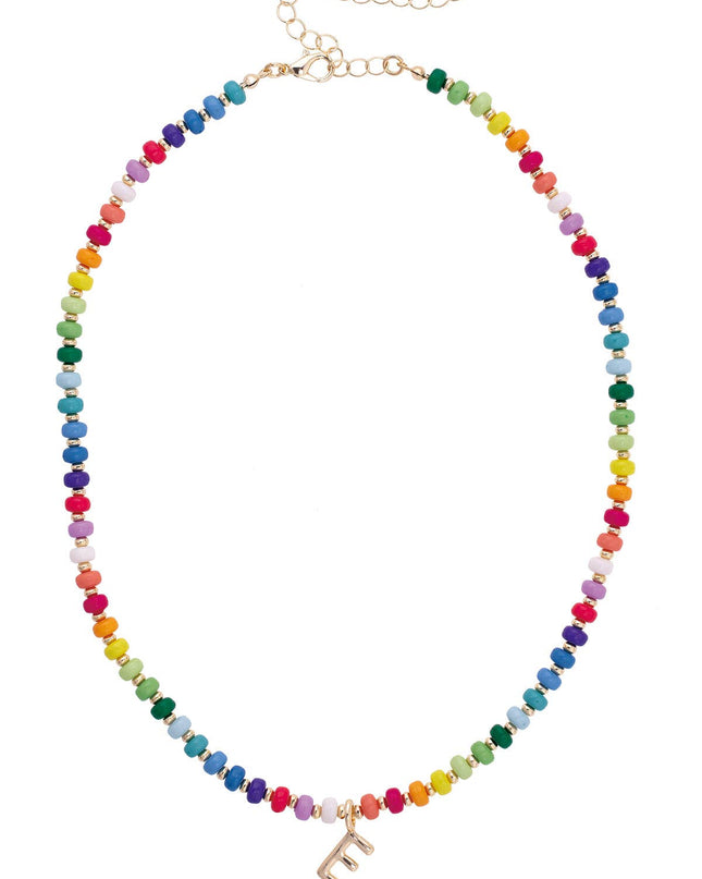 Ruthie Rainbow Beaded Mini Initial Children's Necklace