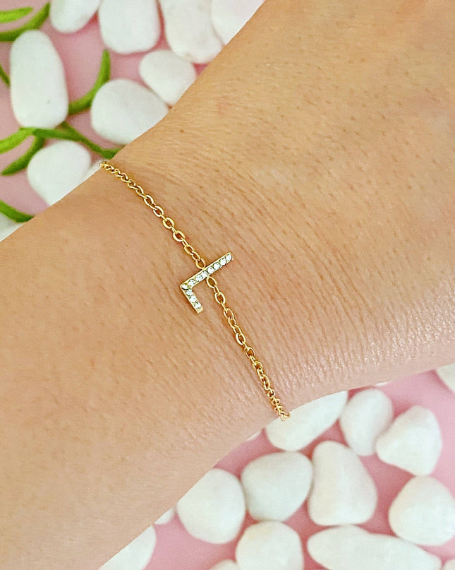 Dainty Sparkle Initial Bracelet