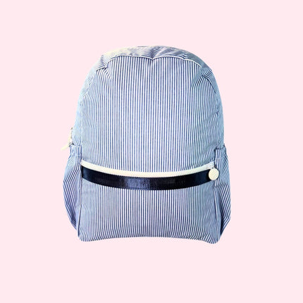Personalized Navy Preppy Stripe ~WIPEABLE~Medium Backpack w/ Pockets