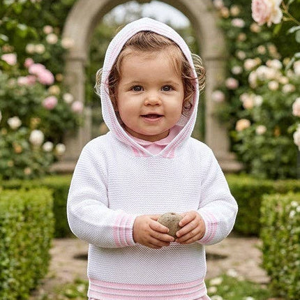 Personalized Baby Girl Pink Hooded Zip-Back Sweater – Made in USA