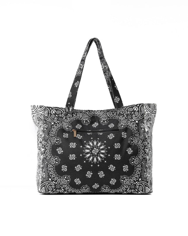 Bandana Print Canvas Tote -Bailey Black/White