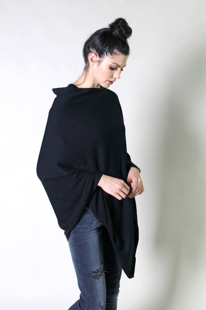 Women's Organic Poncho Sweater Knit Pulloever