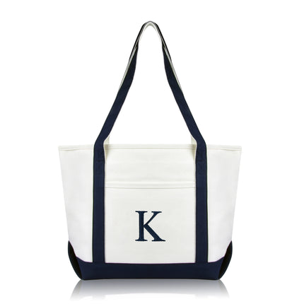Personalized Black Tote Bag with Initial