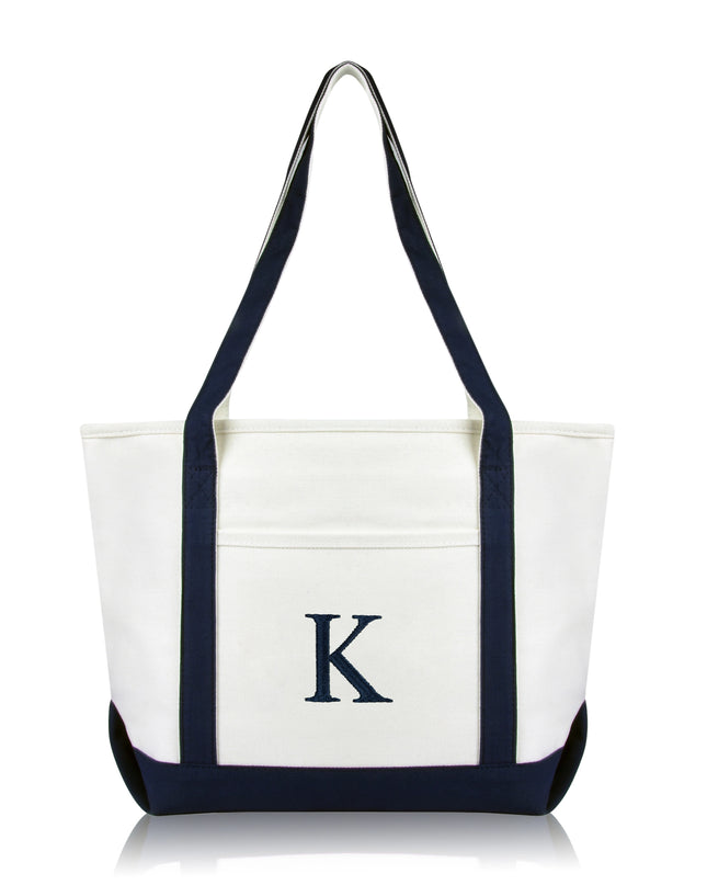 Personalized Black Tote Bag with Initial