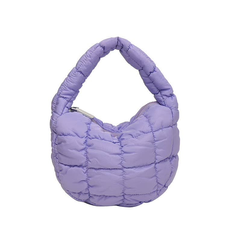 Puff pleated bubble small quilted tote bag