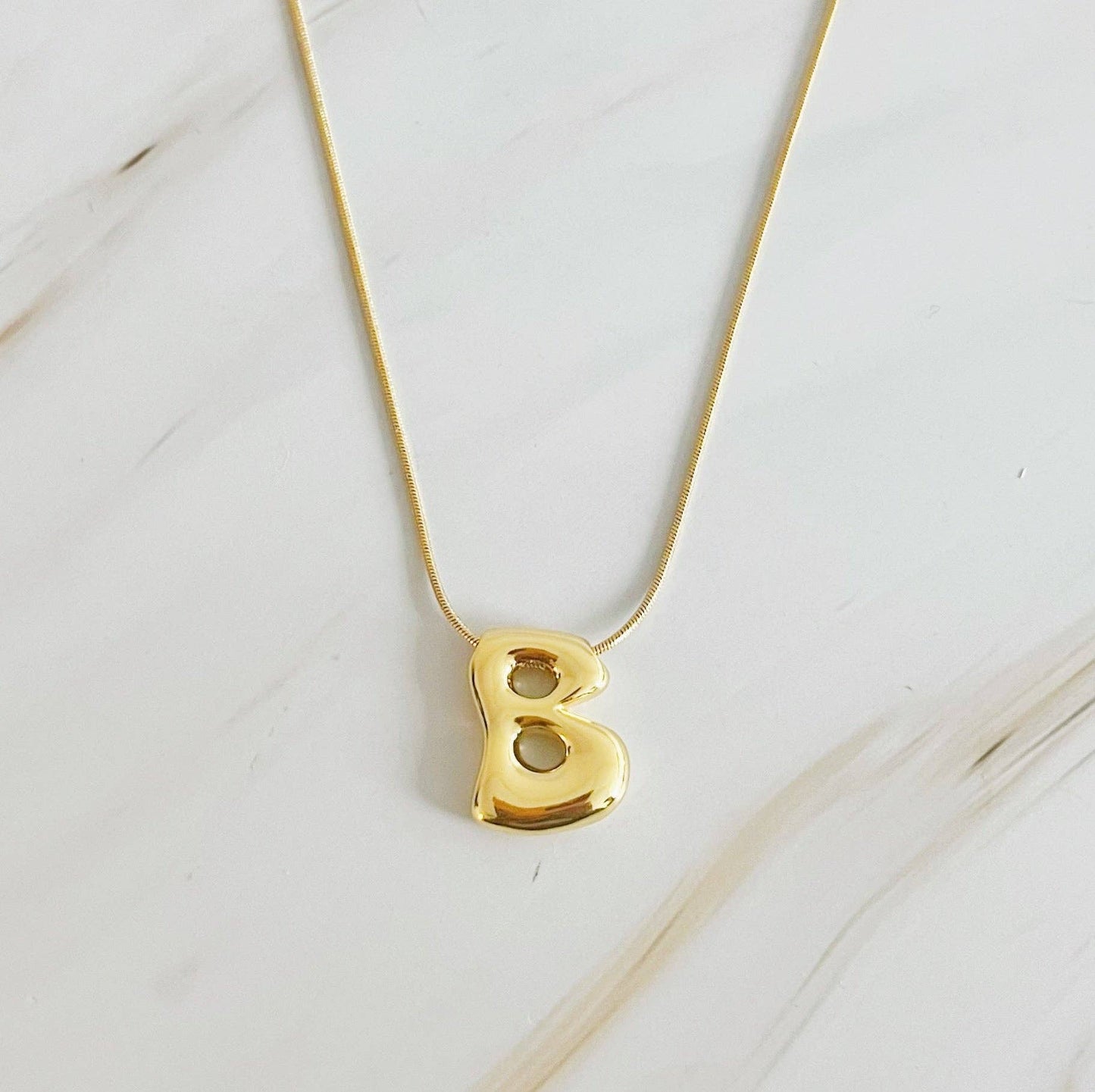 EY Balloon Letter Initial Necklace-Gold