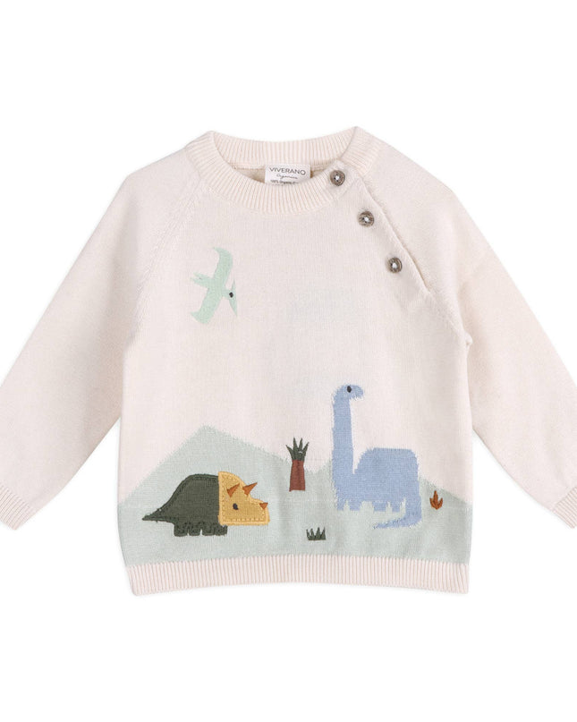 Dino Jacquard Baby Knit Pullover (Organic)