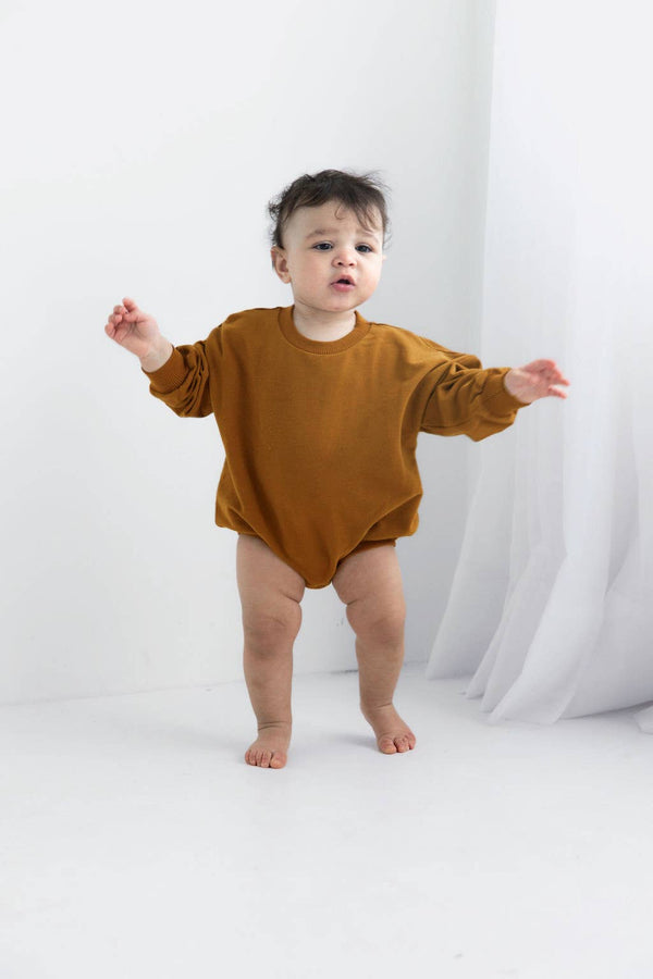 Sweatshirt Bubble Romper | Cinnamon