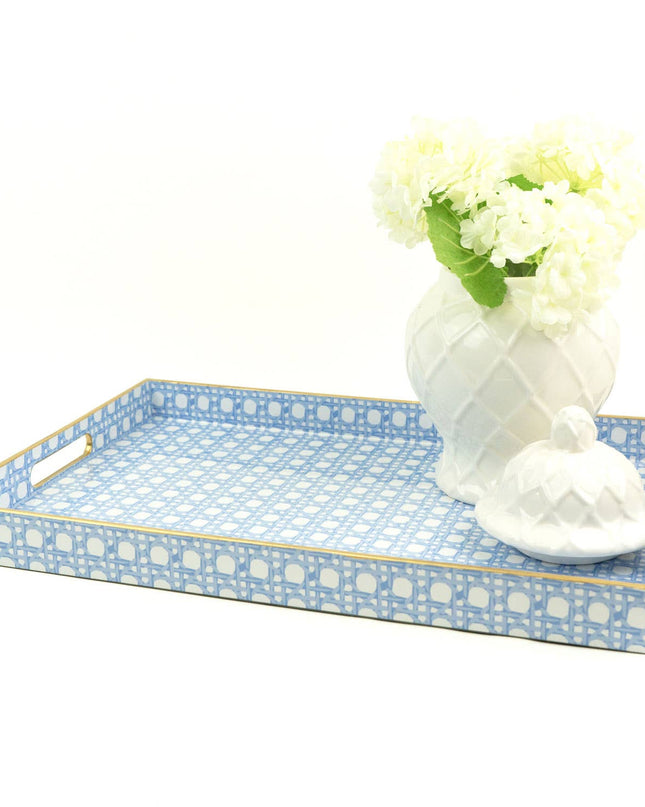 Blue Cane Rectangular Tray