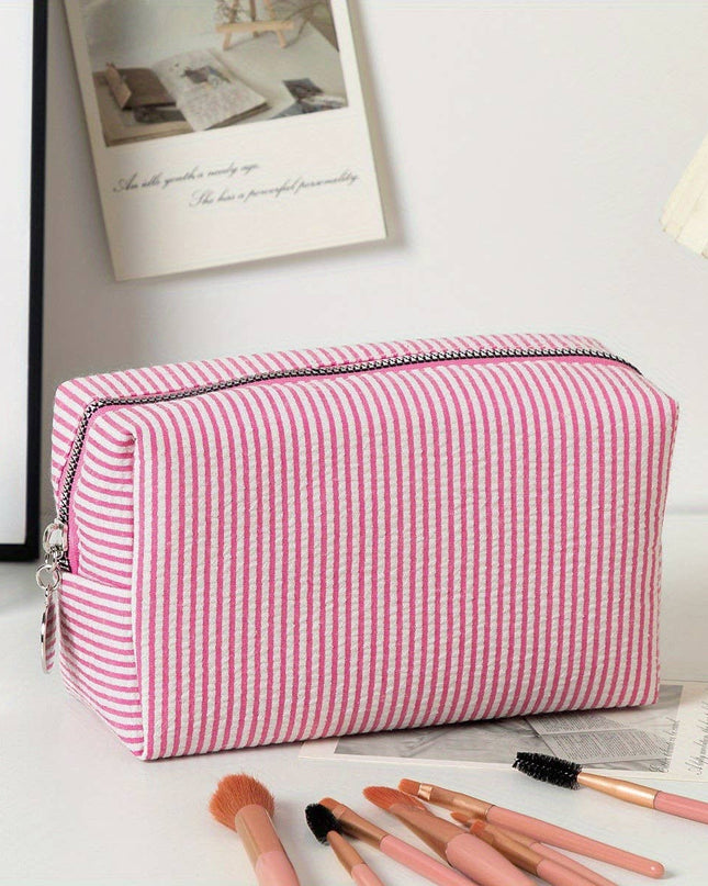 Personalized Striped Cosmetic Bag