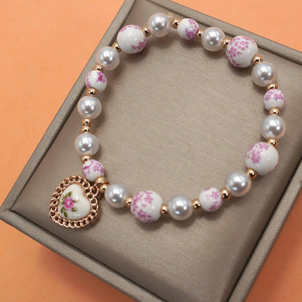 Pink Ceramic Heart Bracelet
