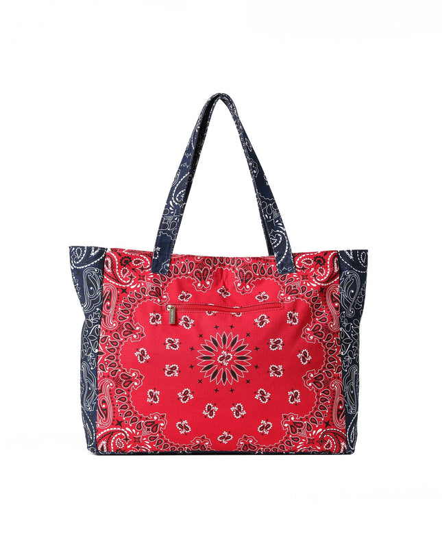 Bandana Print Canvas Tote -Bailey Red/Navy