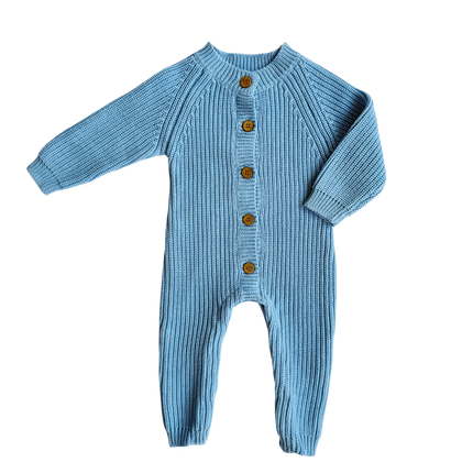 Classic Chunky Knit Jumpsuit - Powder Blue