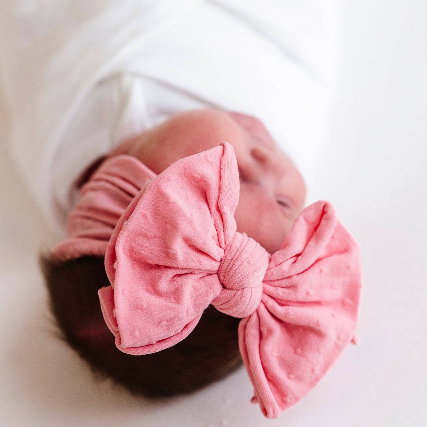 Shabby Dot FAB® nylon bow headband: Zinnia/Pink Dot