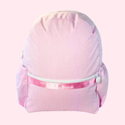 Personalized Pink Preppy Stripe ~WIPEABLE~Medium Backpack w/ Pockets